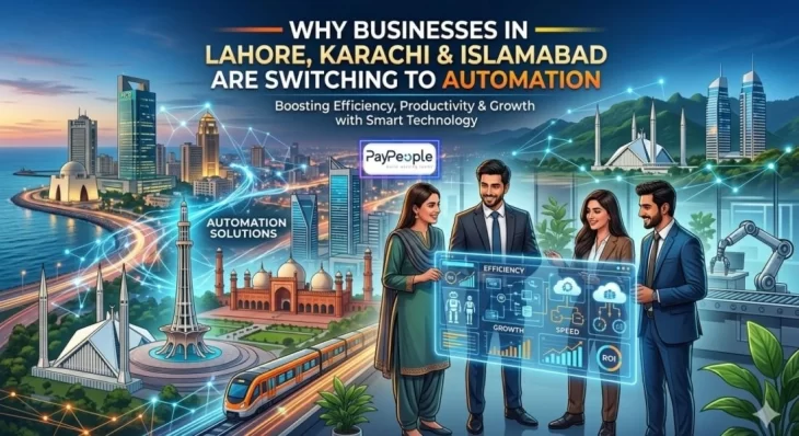 Modern factory managers using PayPeople HR solution for manufacturing companies in Lahore office.