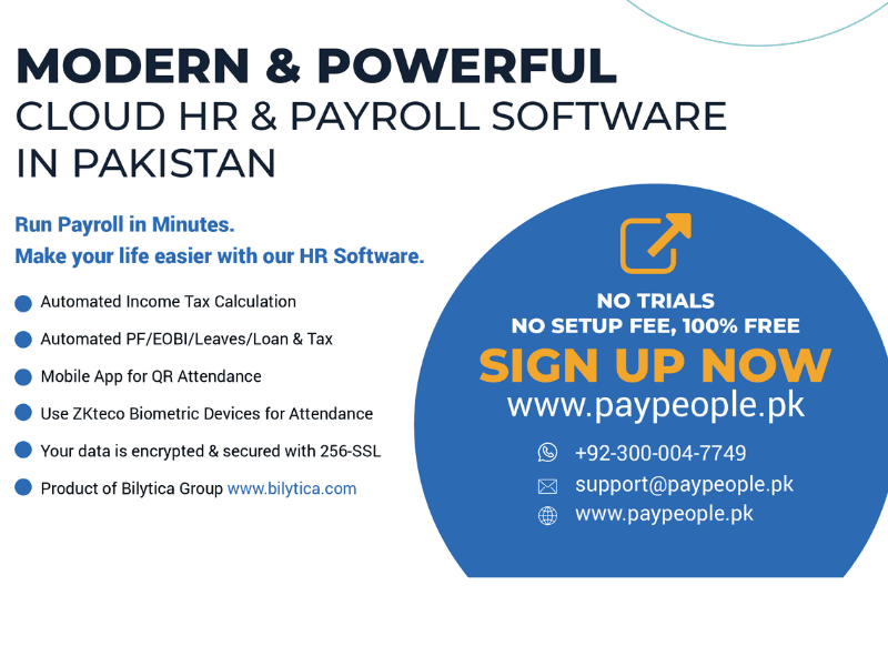 Professional business dashboard displaying automated leave management using the best hrms in lahore.