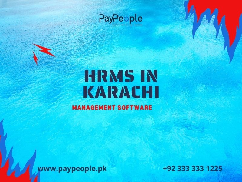 Modern office professionals using HRMS in Karachi software on a digital dashboard interface.