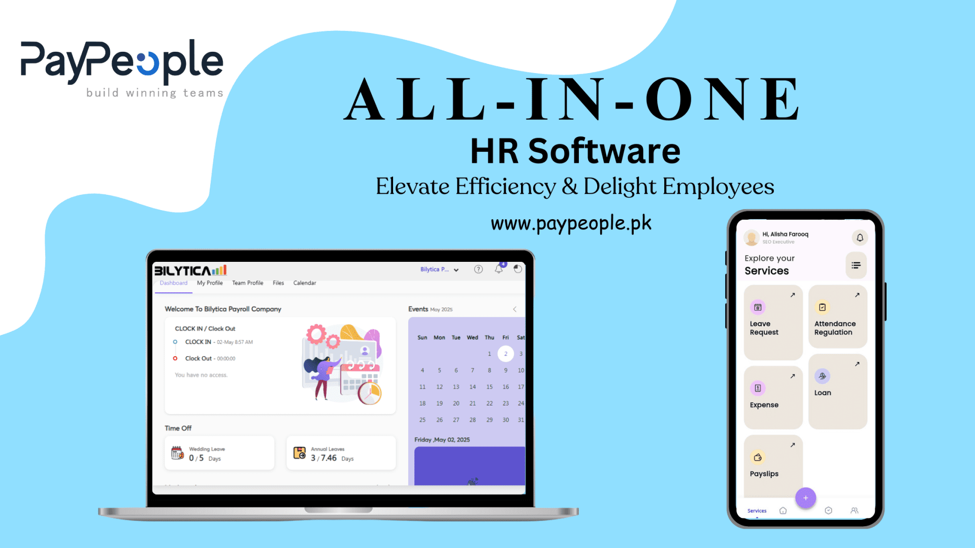 Modern office dashboard displaying PayPeople as the best hr software in pakistan for businesses.