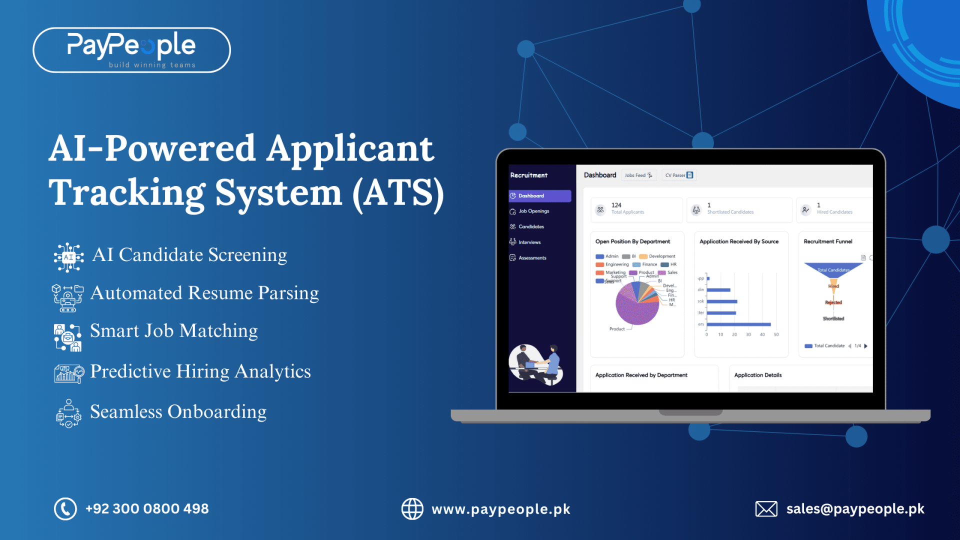 Modern dashboard interface showing recruiters managing candidates using ai-powered ats in pakistan technology.